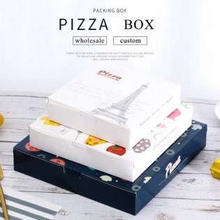 Wholesale Custom Pizza Boxes Packaging Takeaway White Cardboard Pizza Box Printed