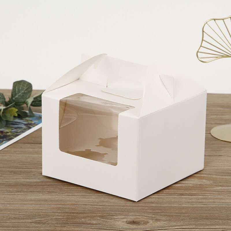 Wholesale Baking Gift Cupcake Box Kraft Paper Window Cupcake Packaging Box Muffin Cup Portable