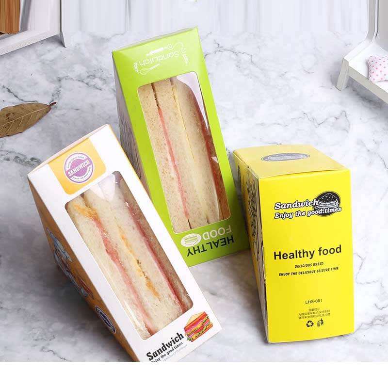 Wholesale Custom Sandwich Packaging Box Triangle Bag with Window Bento Bake Cake Packaging Box