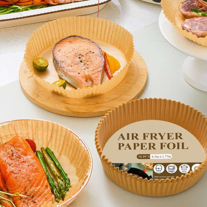Air Fryer Disposable Paper Liner Non-Stick Mat Steamer Round Paper Baking Mats Kitchen AirFryer Baking Accessories