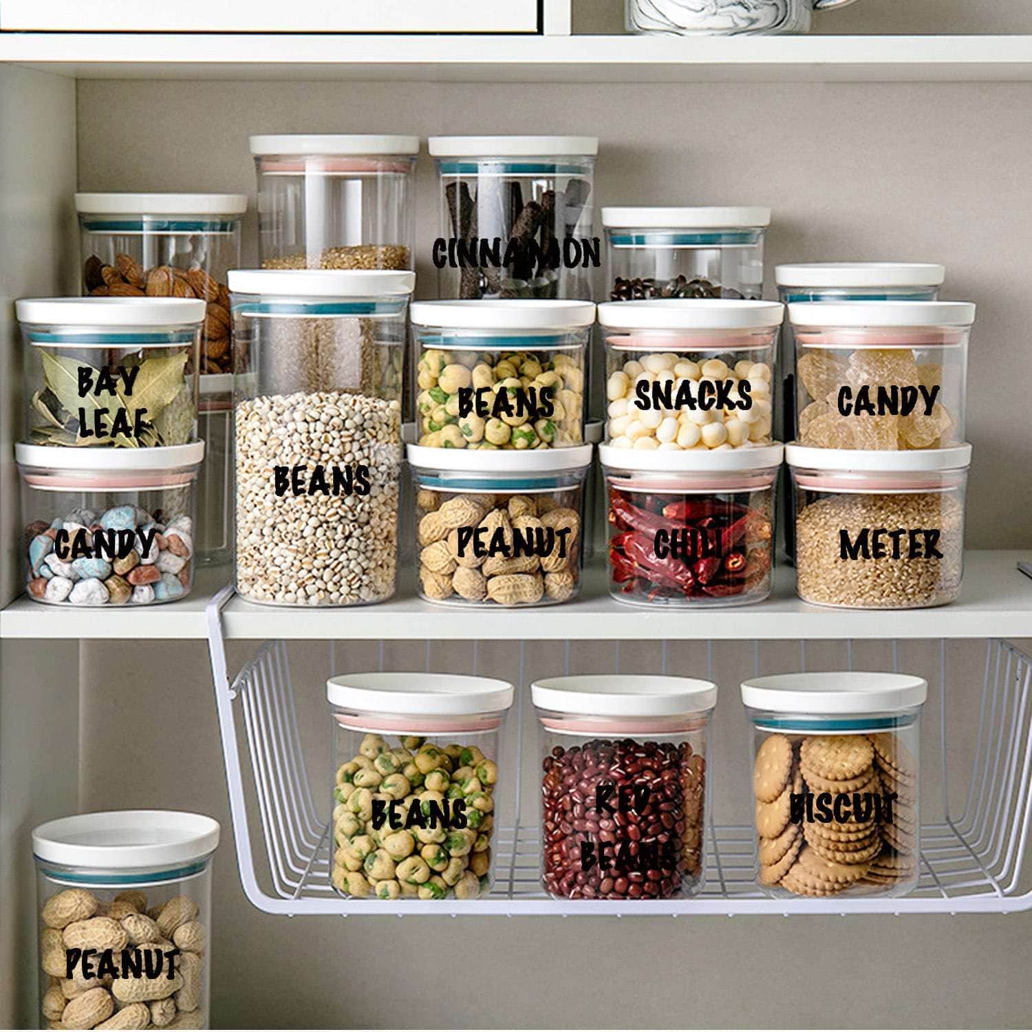 380pcs Transparent Sticker Black Font Label,Water Resistant for Spice Jars ，Great for Spices and Seasonings Set to Organize Your Spice Rack (Does Not Include Jars)